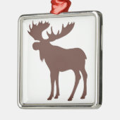 シンプル茶色ムース記号スクエアオーナメント メタルオーナメント (左)