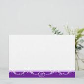 シンプル華美紫モノグラムの 便箋 (スタンド正面)