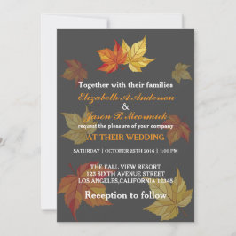 シンプル落下メープル離れ結婚式招待状 招待状