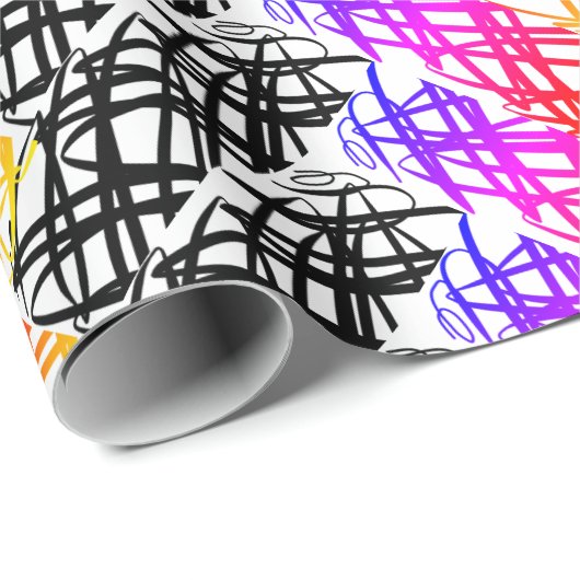 シンプル落書き |ニシンの骨 |ツイスト | ラッピングペーパー (ロールコーナー)