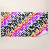 シンプル落書き |ニシンの骨 | ビーチタオル (正面)