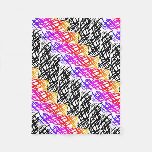 シンプル落書き |ニシンの骨 | フリースブランケット (正面)