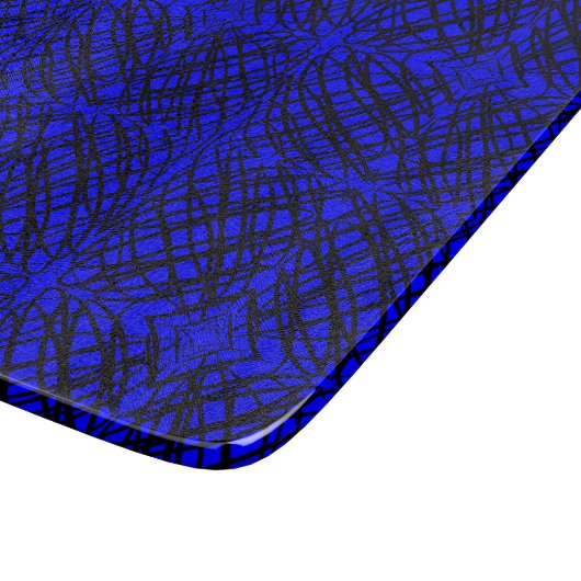 シンプル落書き |鏡タイル |青 | カッティングボード (角)
