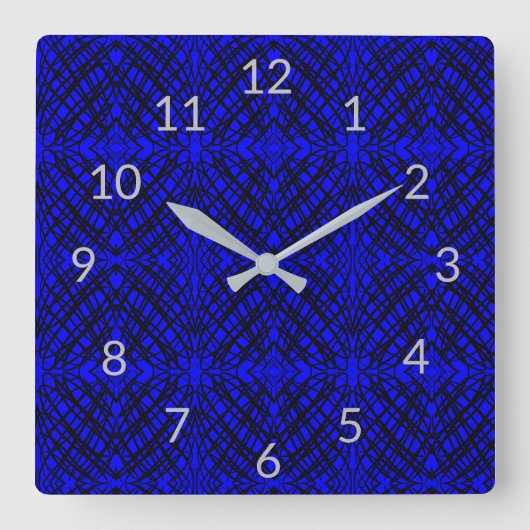 シンプル落書き |鏡タイル |青 | スクエア壁時計 (正面)