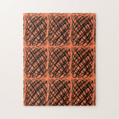 シンプル落書き |黒 |中央タイル |コーラル | ジグソーパズル (縦)