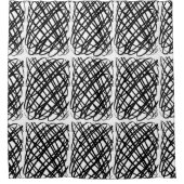 シンプル落書き |黒 |中央タイル | シャワーカーテン (正面)