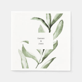 シンプル葉の結婚カスタムカクテル スタンダードカクテルナプキン