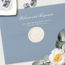 シンプル葉エレガントリース結婚モノグラム シーリングスタンプ