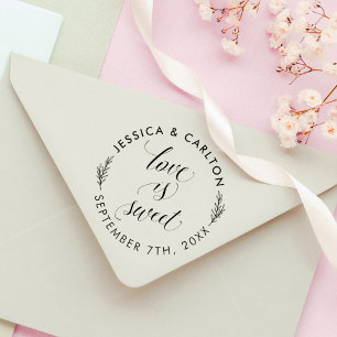 シンプル葉ズラブスイートラウンド結婚'Thank You ラバースタンプ