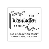 シンプル葉ファミリ名スクリプトと差出人住所 ラバースタンプ (インプリント)