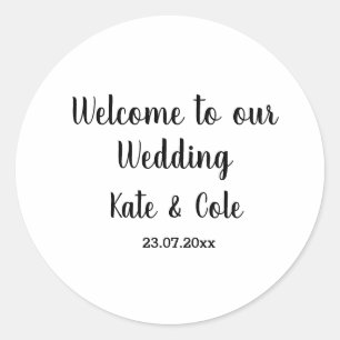 シンプル葉ミニマルフローラ結婚ステッカー ラウンドシール