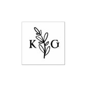 シンプル葉モノグラム ラバースタンプ (インプリント)