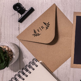 シンプル葉モノグラム ラバースタンプ