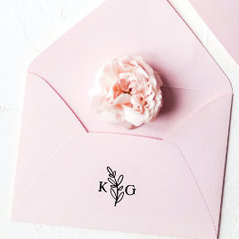 シンプル葉モノグラム ラバースタンプ