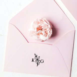 シンプル葉モノグラム ラバースタンプ