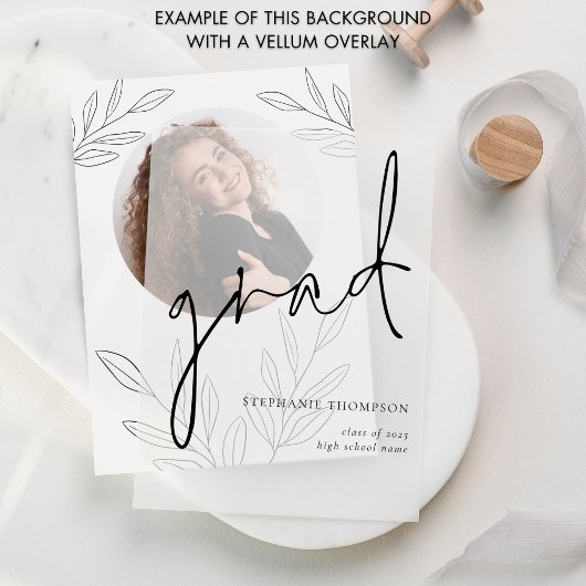 シンプル葉写真の卒業発表 案内状