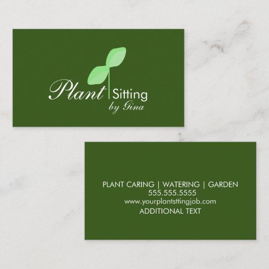 シンプル葉植物着座ロゴ名刺 名刺 (正面/裏面)