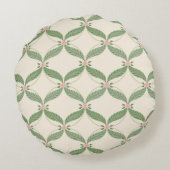 シンプル葉花格子パターン ラウンドクッション (裏面)
