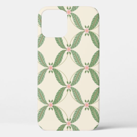 シンプル葉花格子パターン Case-Mate iPhoneケース (裏面)
