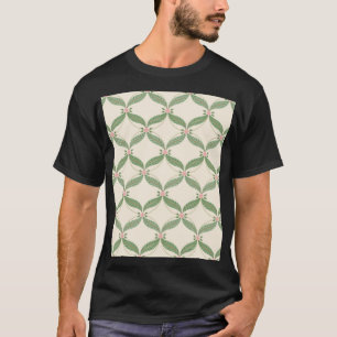 シンプル葉花格子パターン Tシャツ