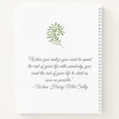 シンプル葉 |と引用文 |ウェディングプランナー ノートブック (裏面)