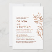 シンプル葉。仮想モダン式結婚 招待状 (正面)