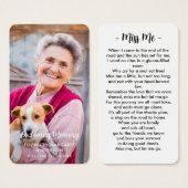 シンプル葬モダン写真記念祈りの言葉カード (正面&裏面)