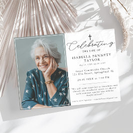 シンプル葬儀お祝い宗教十字写真 招待状