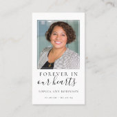 シンプル葬儀フォトメモリアル2 in 1祈りの言葉カード 名刺 (裏面)