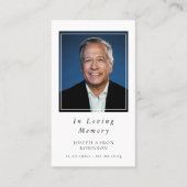 シンプル葬儀フォトメモリアル2 in 1祈りの言葉カード 名刺 (正面)