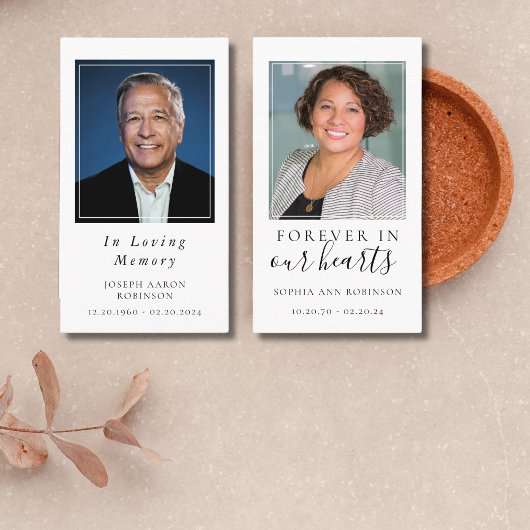 シンプル葬儀フォトメモリアル2 in 1祈りの言葉カード 名刺