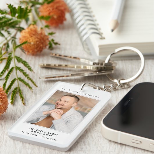 シンプル葬儀フォト悔やみや弔慰メモリアルKeychain キーホルダー (正面右)