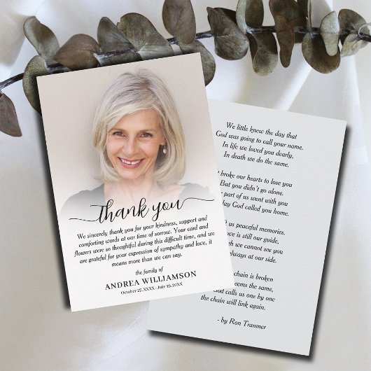 シンプル葬儀フォト悔やみや弔慰 サンキューカード