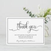 シンプル葬儀ブラックボーダー |忌引 サンキューカード (スタンド正面)