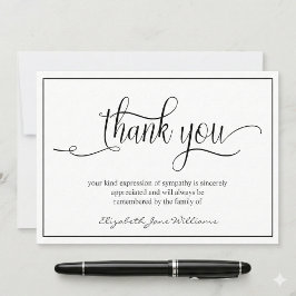 シンプル葬儀ブラックボーダー |忌引 サンキューカード