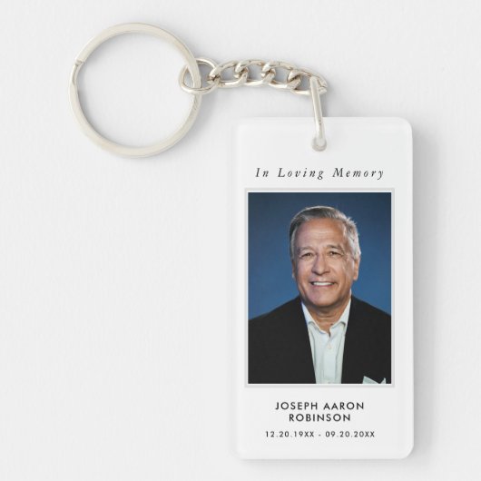 シンプル葬儀写真悔やみや弔慰記念祈りの言葉 キーホルダー (正面)