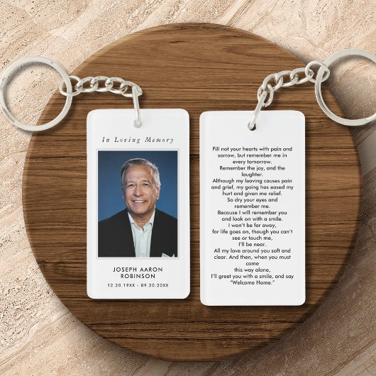シンプル葬儀写真悔やみや弔慰記念祈りの言葉 キーホルダー