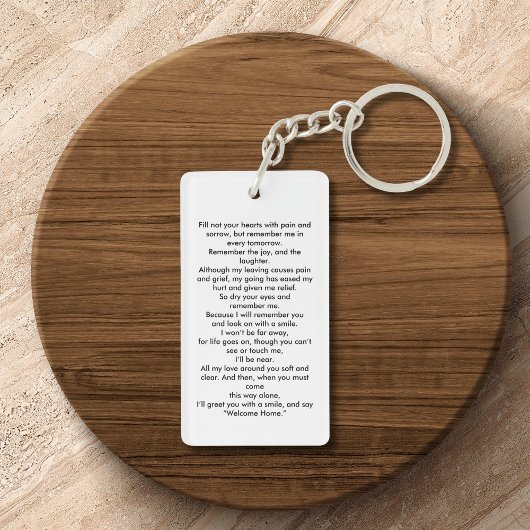 シンプル葬儀写真悔やみや弔慰記念祈りの言葉 キーホルダー