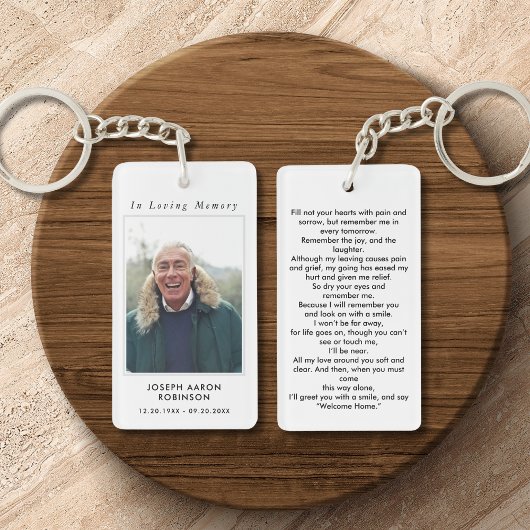 シンプル葬儀写真悔やみや弔慰記念祈りの言葉 キーホルダー