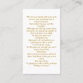 シンプル葬儀写真金ゴールド記念祈りの言葉カード 名刺 (裏面)