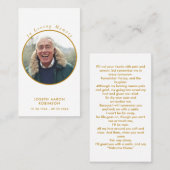 シンプル葬儀写真金ゴールド記念祈りの言葉カード 名刺 (正面/裏面)