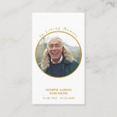 シンプル葬儀写真金ゴールド記念祈りの言葉カード 名刺 (正面)