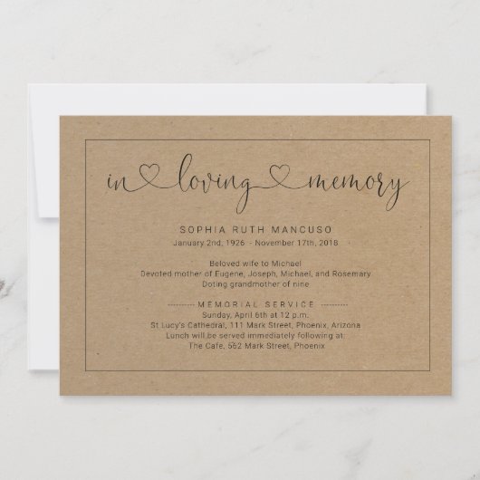 シンプル葬儀告知招待状 招待状 (正面)