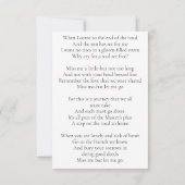 シンプル葬儀悔やみや弔慰写真記念祈りの言葉カード 招待状 (裏面)