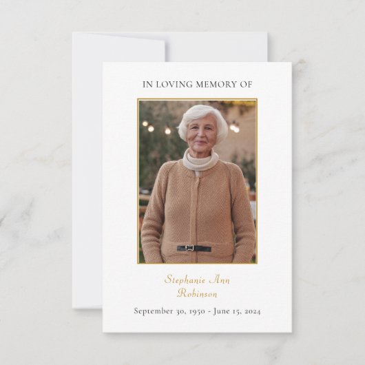 シンプル葬儀悔やみや弔慰記念祈りの言葉フォトカード (正面)