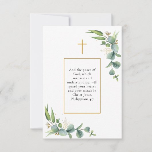 シンプル葬儀悔やみや弔慰記念祈りの言葉フォトカード (裏面)