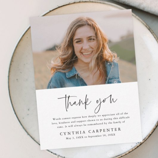 シンプル葬儀記念写真サンキューカード ポストカード