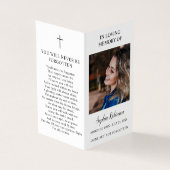 シンプル葬儀記念写真フォルダー祈りの言葉カード (外部)