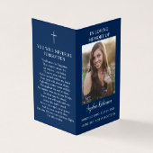 シンプル葬儀記念写真ブルー祈りの言葉カード (外部)