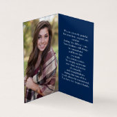 シンプル葬儀記念写真ブルー祈りの言葉カード (内部)